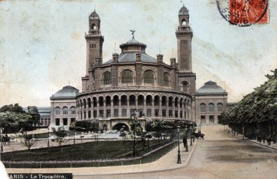 Paris: udvendig udsigt over Palais du Trocadero - Postkort dateret 1908 af Unbekannt