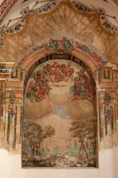 Sognekirke (Iglesia de San Agustín). Interiør. Et kapel. Vægmalerier. Skolen i Zurbaran. Et kapel. Barok. 1600-tallet. af Unbekannt