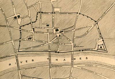 En del af det moderne London, viser den gamle mur, 1897. af Unbekannt