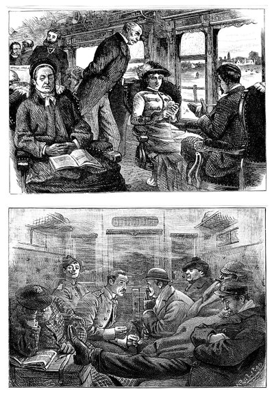 Passagerer på et tog fra London til Glasgow, 1884 af Unbekannt