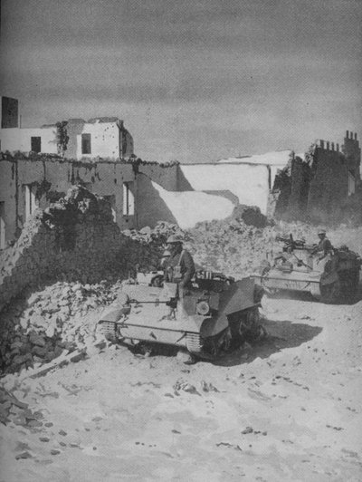 Vorbei an Grazianis zerstörter Festung liegt die Straße der Eroberer, 1941 von Unbekannt