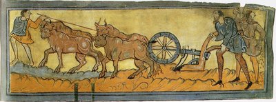 Bønder, der pløjer miniature fra Cotton MS Tiberius, 11. århundrede af Unbekannt