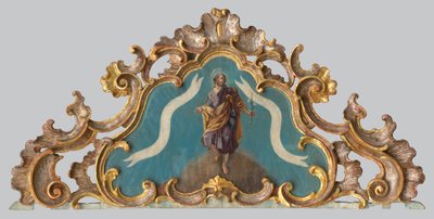 Pediment af et alter med en figur af en helgen af Unbekannt