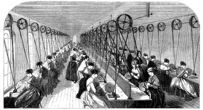 Penslibningsrum, Hanks, Wells & Cos fabrik, Birmingham, West Midlands, 1851 af Unbekannt