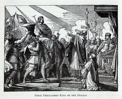 Pepin udråbt til frankernes konge, 1882 af Unbekannt