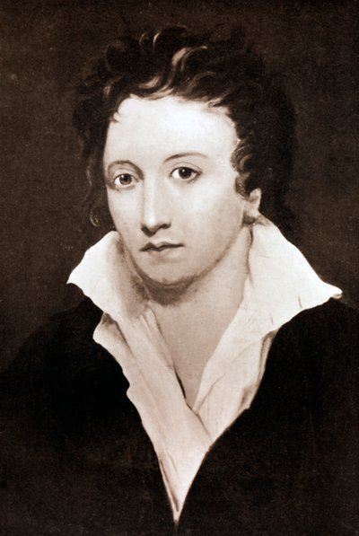 Percy Bysshe Shelley, engelsk romantisk digter, 1800-tallet af Unbekannt