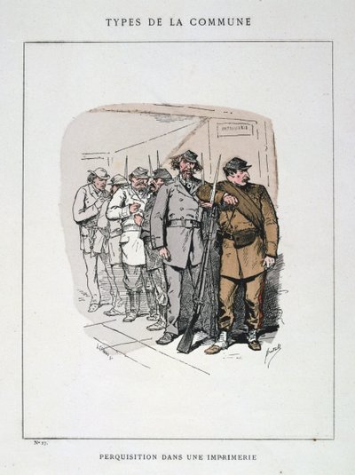 Eftersøgning af en trykpresse, Paris Commune, 1871. af Unbekannt