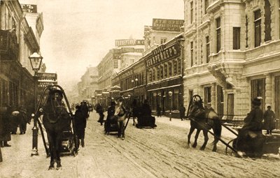 Petrovka Street om vinteren, Moskva, Rusland, 1912 af Unbekannt