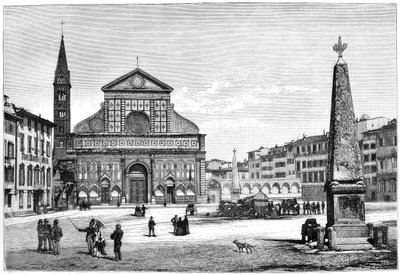 Piazza og kirke Santa Maria Novella, Firenze, Italien, 1882 af Unbekannt