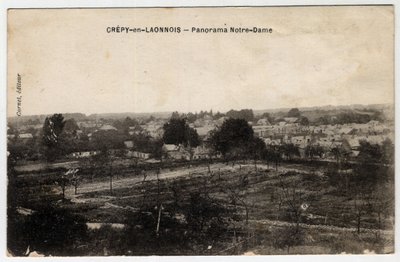 Picardie, Aisne (02), Crepy in Laonnois (Crepy-en-Laonnois): panorama af Notre-Dame - Postkort slutningen af ​​det 19.-begyndelsen af ​​det 20. århundrede af Unbekannt