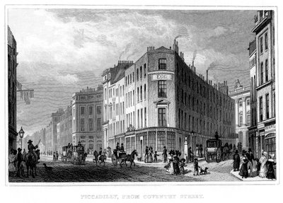 Piccadilly, fra Coventry Street, Westminster, London, 1800-tallet af Unbekannt
