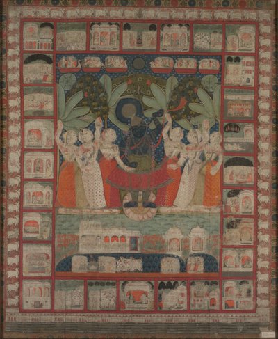 Pichvai vægophæng med tilbedelsen af Shri Nathaji, 1825-1850. af Unbekannt