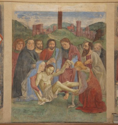 Pieta fresco i Vespucci-kapellet, Ognissanti, Firenze, Italien (foto) af Unbekannt