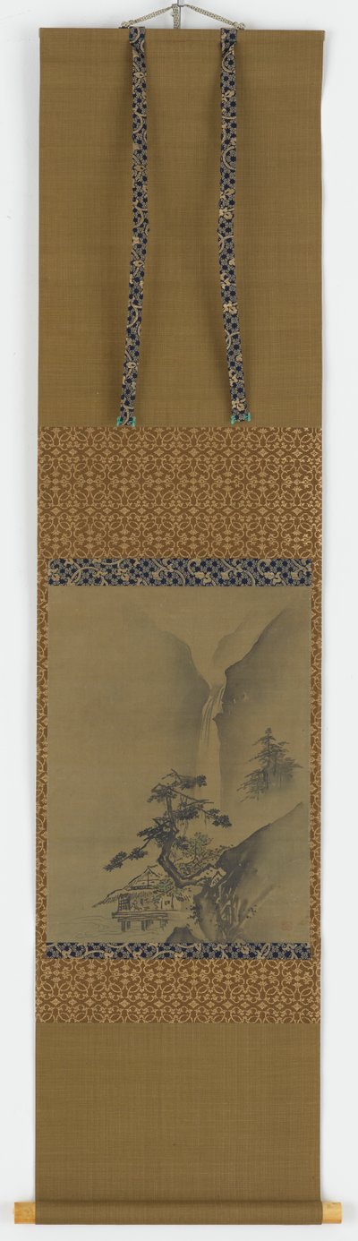 Fyrretræer og vandfald, Edo-perioden, 1615-1868. af Unbekannt