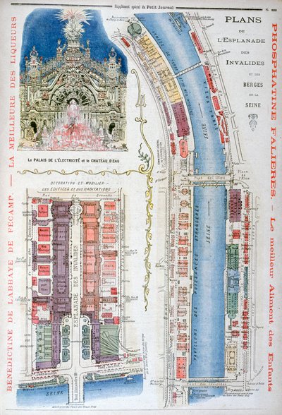Plan for Esplanade des Invalides, Verdensudstillingen i 1900, Paris, 1900 af Unbekannt