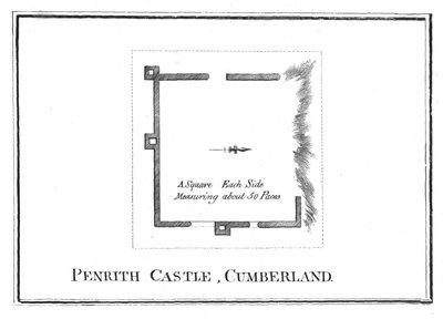 Plan over Penrith Castle, Cumberland, slutningen af det 18. århundrede af Unbekannt