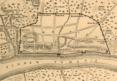 Plan over det romerske London, 1897. af Unbekannt