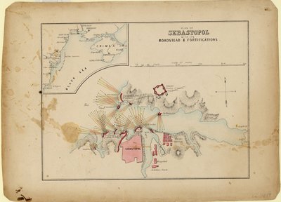 Plan over Sevastopol med dens rede og befæstninger, ca. 1858 af Unbekannt