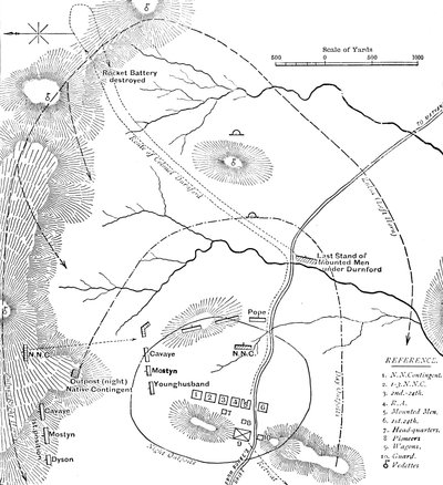 Plan for slaget ved Isandhlwana, 22. januar 1879, c1880 af Unbekannt