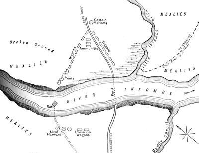 Plan for katastrofen på Intombe-floden 12. marts 1879, c1880 af Unbekannt
