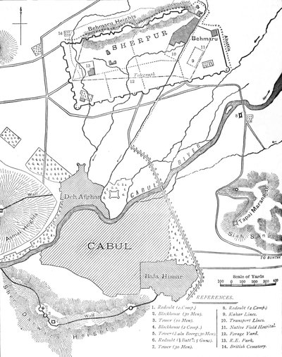 Plan over Sherpur-kantonerne, c1880 af Unbekannt