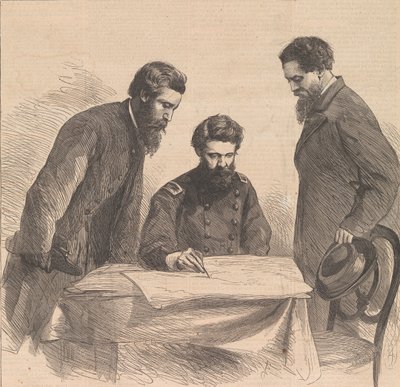 Planlægning af tilfangetagelsen af Booth og Harold, 1865. af Unbekannt
