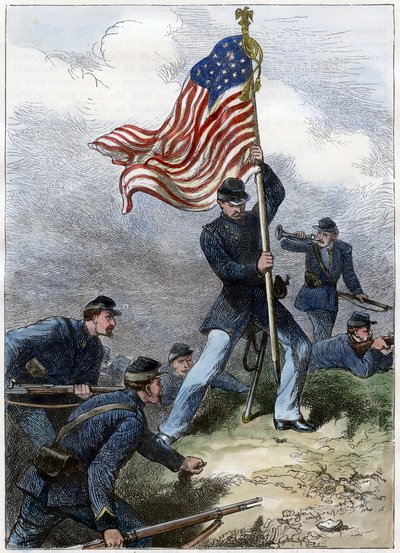 Planter Unionsflaget på en bastion, Siege of Vicksburg, 1863 af Unbekannt