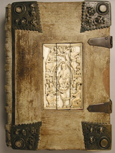 Plade med Kristus i Majestæt og de fire evangelister, 1000-1100. af Unbekannt