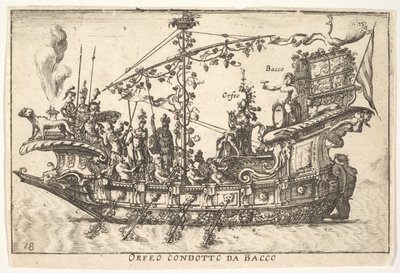 Plade 18: Orpheus ledet af Bacchus Orfeo ledet af Bacchus, fra serien The magnifice ..., 1664. af Unbekannt