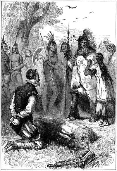 Pocahontas reddede kaptajn Smiths liv, 1607 c1880 af Unbekannt