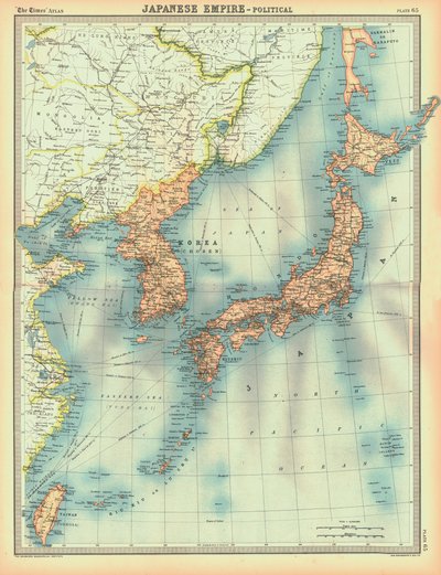 Politisk kort over det japanske imperium, begyndelsen af det 20. århundrede af Unbekannt