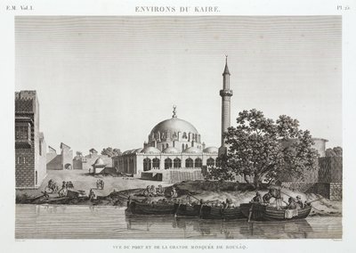 Havn og store moske i Boulaq, Cairo, Egypten, ca 1798 af Unbekannt