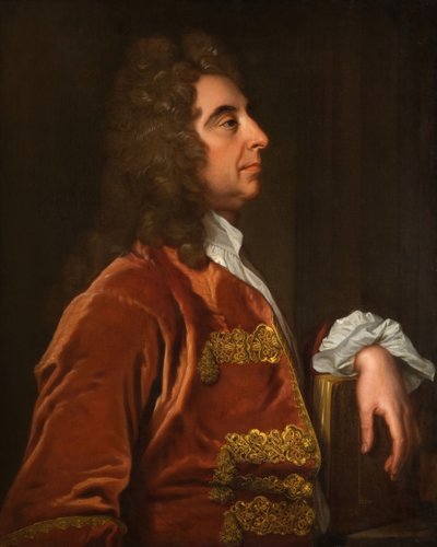 Portræt af en mand i rødt, 1700-1750. af Unbekannt
