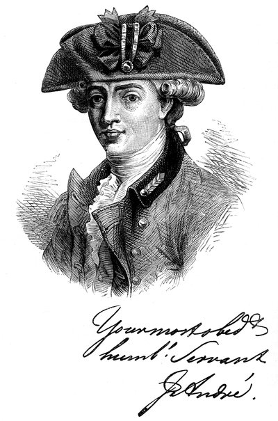 Portræt og autograf af major John Andre, britisk soldat og spion fra det 18. århundrede, c1880 af Unbekannt