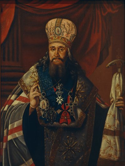 Portræt af Ambrosius Podobedov, Metropoliten i Novgorod og Petersborg 1742-1818, 1813 af Unbekannt