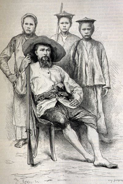 Portræt af Auguste Pavie (1847-1925) fransk opdagelsesrejsende og diplomat i Indokina - gravering af Unbekannt
