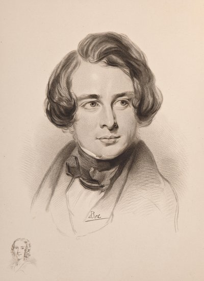 Portræt af Charles Dickens. Skitse af Dickens