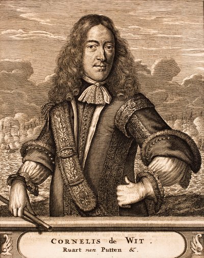 Portræt af Cornelis de Witt 1623-1672 Fra: Krigsscene, 1675. af Unbekannt