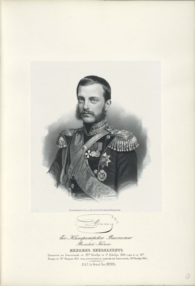 Portræt af storhertug Michael Nikolaevich af Rusland 1832-1909, 1858 af Unbekannt