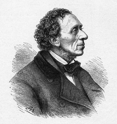 Portrait of Hans Christian Andersen 1805-1875, c. 1850. af Unbekannt