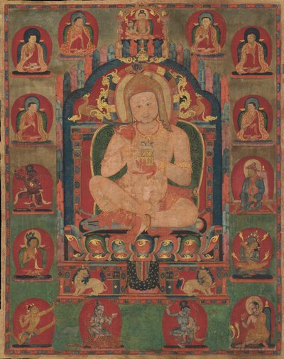 Portræt af Jnanatapa Overværet af Lamas og Mahasiddhas, ca. 1350. af Unbekannt