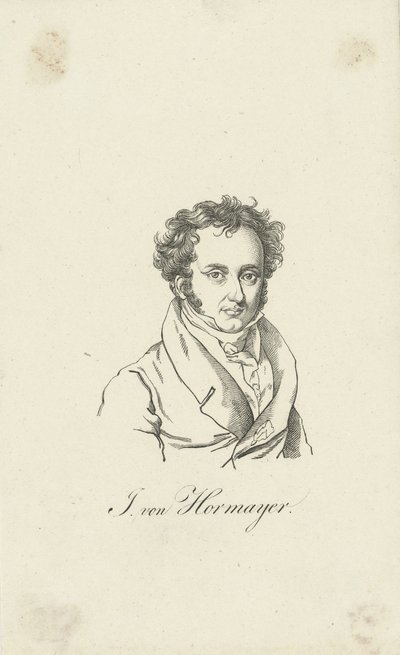 Portræt af Joseph Hormayr, Baron zu Hortenburg 1781-1848. af Unbekannt