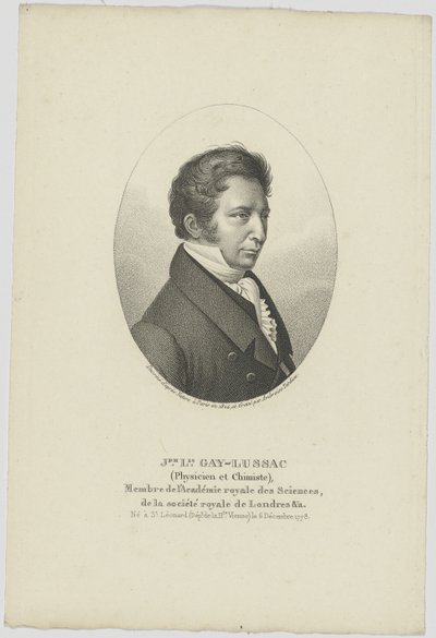 Portræt af Joseph Louis Gay-Lussac 1778-1850, ca. 1824. af Unbekannt