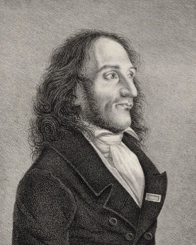 Portræt af Niccolò Paganini 1782-1840, ca. 1830 af Unbekannt