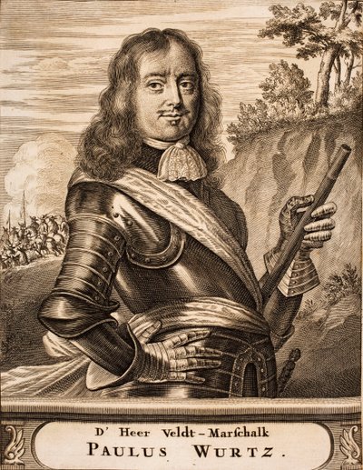 Portræt af Paul Würtz 1612-1676 Fra: Krigsscene, 1675. af Unbekannt