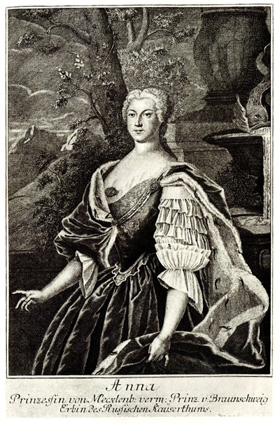 Portræt af prinsesse Anna Leopoldovna 1718-1746, zarens Ivan VI