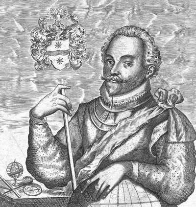 Portræt af Sir Francis Drake. Frontispice fra The World Encompassed, 1628 af Unbekannt