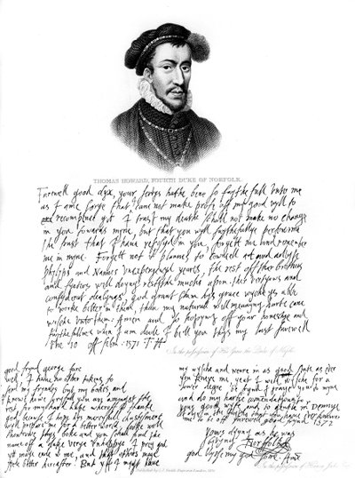 Portræt af Thomas Howard, 4. hertug af Norfolk, 1572, 1840 af Unbekannt
