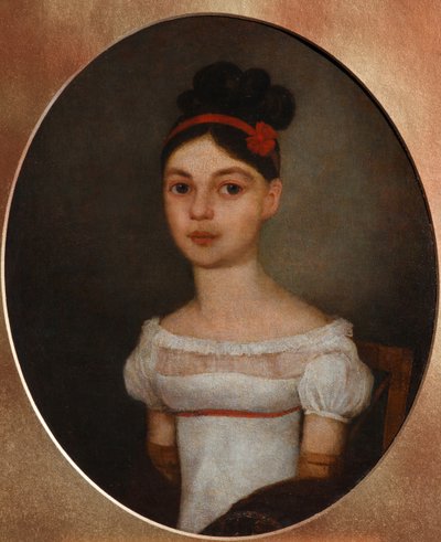 Portræt af Yelizaveta Fyodorovna Ozerova, født Zagryazyskaya 1800-1885, ca. 1815 af Unbekannt