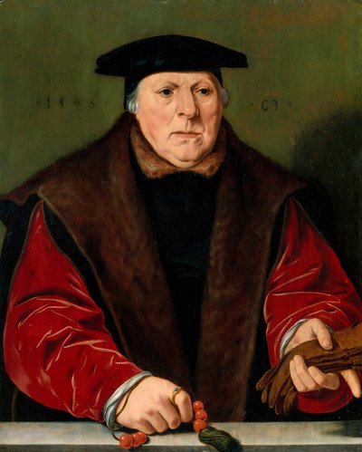 Portræt af en mand med rosenkrans, 1545. af Unbekannt